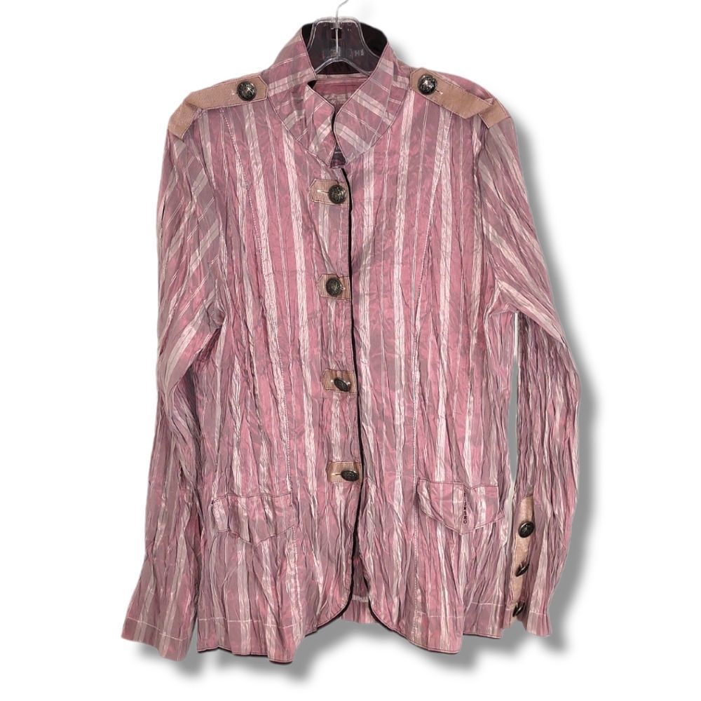 Dismero Italian XXL Top British Crinkled Pink Top LS